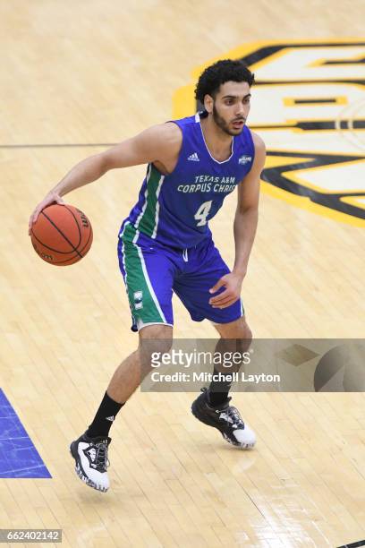 Ehab Amin of the Texas A&M-CC Islanders dribbles the ball during the Semi-final of the CollegeInsider.com Tournament against the UMBC Retrievers at...