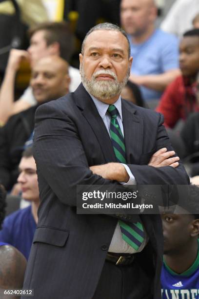 Head coach Willis Wilson of the Texas A&M-CC Islanders looks on during the Semi-final of the CollegeInsider.com Tournament against the UMBC...