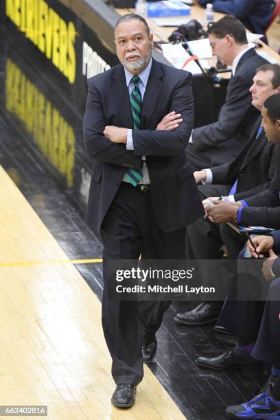 Head coach Willis Wilson of the Texas A&M-CC Islanders looks on during the Semi-final of the CollegeInsider.com Tournament against the UMBC...