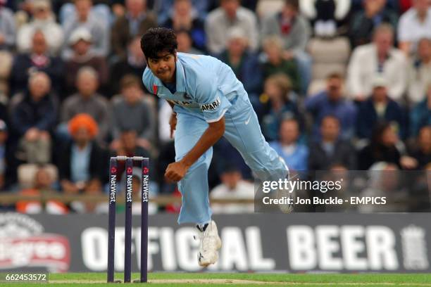 India's R.P. Singh in action against England at the Rose Bowl