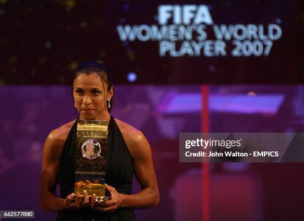 Brazil's Marta with her FIFA Womens World Player of the Year award
