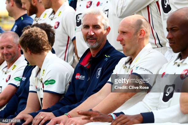 Jason Gillespie of Kent CCC looks on during the Kent CCC Photocall at The Spitfire Ground on March 31, 2017 in Canterbury, England.