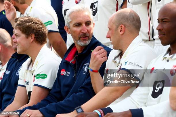 Jason Gillespie of Kent CCC looks on during the Kent CCC Photocall at The Spitfire Ground on March 31, 2017 in Canterbury, England.