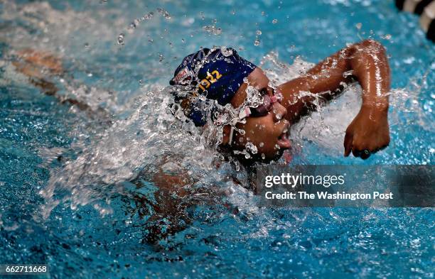 Year-old Cedrayah Graves of Laurel, Maryland gives it her all in a relay race the kids participated in after the swim lesson portion of the event...