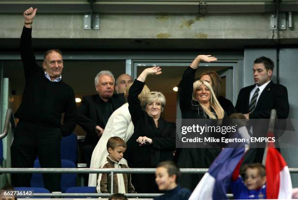 David Beckham's family including his father Ted, mother Sandra, sister Joanne son Romeo watch his 100th appearance for England