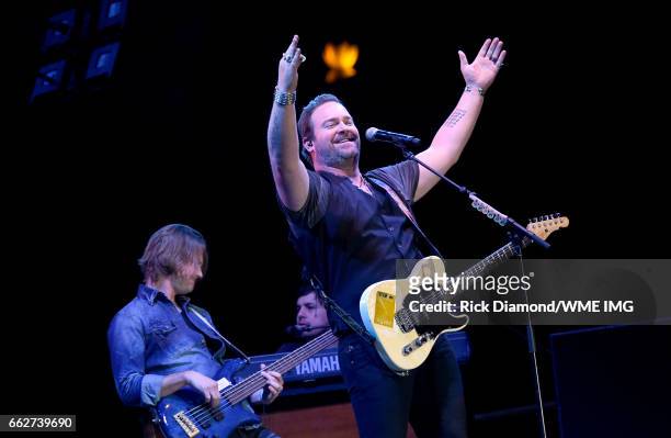 Singer Lee Brice performs during the Bash at the Beach presented by WME at the Mandalay Bay Beach at Mandalay Bay Resort and Casino on March 31, 2017...