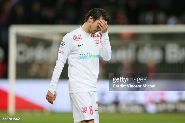 Vincent Marchetti of Nancy during the French Ligue 1 match between Guingamp and Nancy at Stade du Roudourou on March 31, 2017 in Guingamp, France.