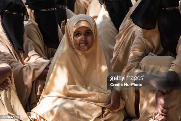 March 2017. Primary school Dhamma Yasin Arsan. Schoolgirls at courtyard. Somalia has one of the worlds lowest enrolment rates for primary school-aged...