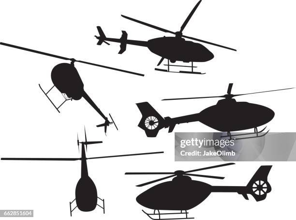 helicopters silhouettes - propeller stock illustrations