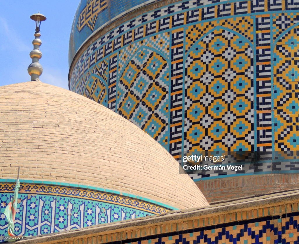 Close up beautiful mosque dome mosaics - Neishabur, Iran