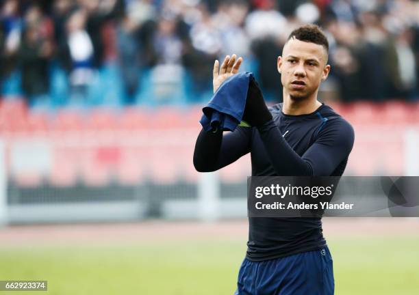 Tobias Sana of Malmo FF after the Allsvenskan match between IFK Goteborg and Malmo FF at Ullevi on April 1, 2017 in Gothenburg, Sweden.