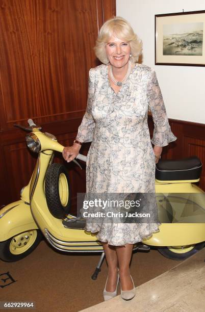 Camilla, Duchess of Cornwall visits fashion house E. Marinella, on the second day of her tour of Italy on April 1, 2017 in Naples, Italy. HRH will...