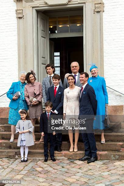 Prince Felix of Denmark , son of Prince Joachim and former wife Countess Alexandra , together with Queen Margrethe and Prince consort Henrik and...