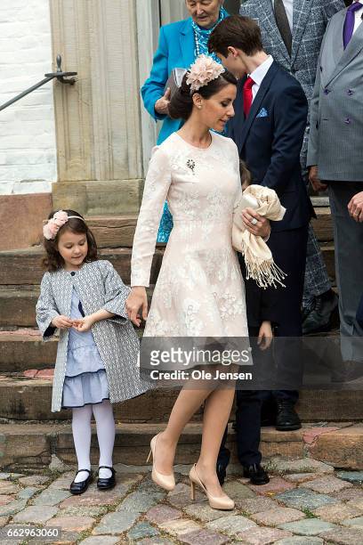 Princess Marie and daughter Princess Athena after Prince Felix' confirmation on April 1, 2017 in Fredensborg, Denmark. Prince Felix is 14 years old...