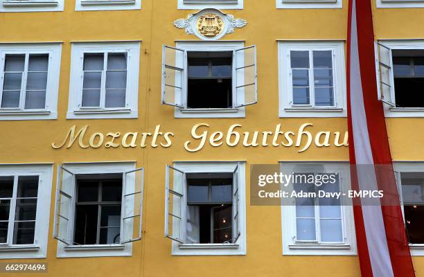 General view of the outside of Mozarts house where he used to live during his time