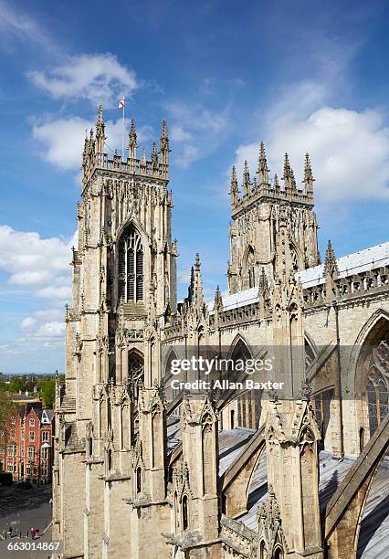 aerial view of york minster cathedral - york minster stock pictures, royalty-free photos & images