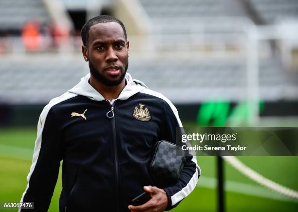 Vurnon Anita of Newcastle United arrives for the Sky Bet Championship match between Newcastle United and Wigan Athletic at St.James' Park on April 1,...