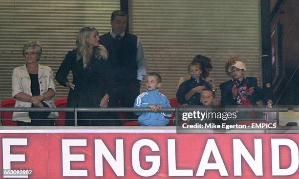 David Beckham's family including his mother Sandra, sister Joanne, wife Victoria and sons Brooklyn, Romeo and Cruz watch the match