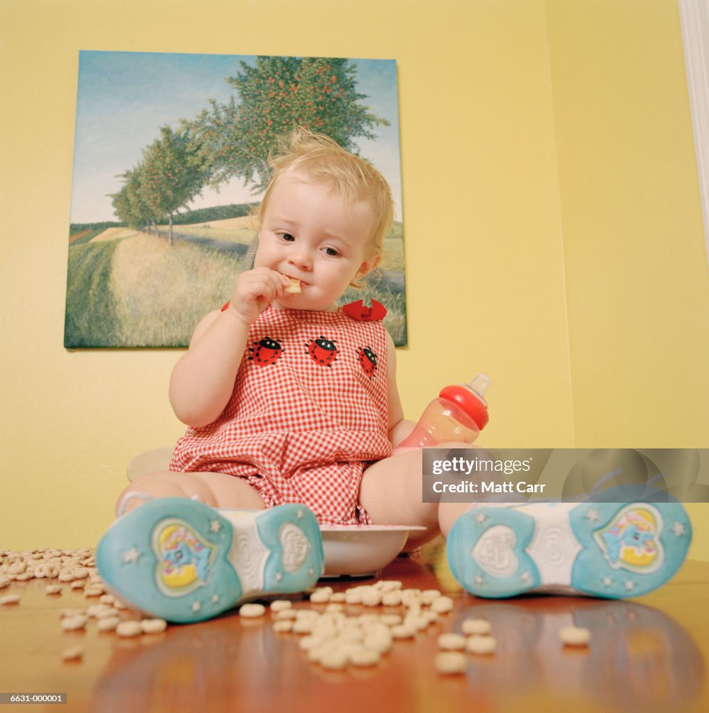Girl Toddler Sitting on Table