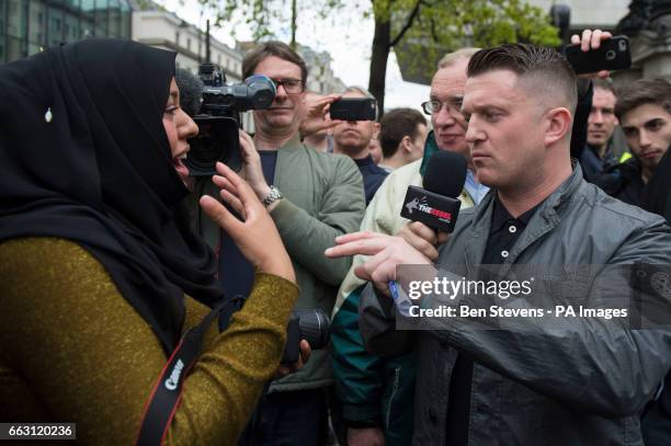 Former spokesman and leader of the English Defence League Tommy Robinson during a demonstration by Britain First and EDL in London.