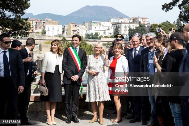 Camilla, Duchess of Cornwall visits the ancient Archaeological site of Herculaneum, in the city of Ercolano near Naples, on April 1, 2017 in Naples,...