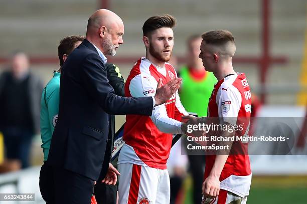 Fleetwood Town's Wes Burns comes on as a sub for Ashley Hunter during the Sky Bet League One match between Fleetwood Town and Swindon Town at...