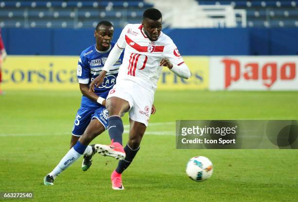 Adama Soumaoro of Lille during the French Ligue 1 match between Bastia and Lille at Stade Armand Cesari on April 1, 2017 in Bastia, France.