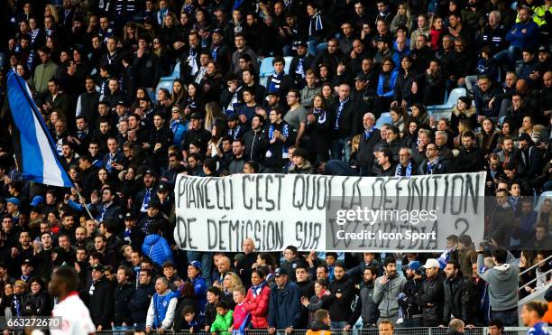 Fans Bastia during the French Ligue 1 match between Bastia and Lille at Stade Armand Cesari on April 1, 2017 in Bastia, France.