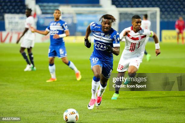 Allan St Maximin of Bastia during the French Ligue 1 match between Bastia and Lille at Stade Armand Cesari on April 1, 2017 in Bastia, France.