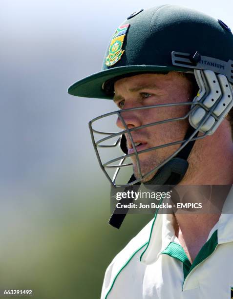 South Africa's AB DeVilliers walks off after securing victory against the Australians at the WACA