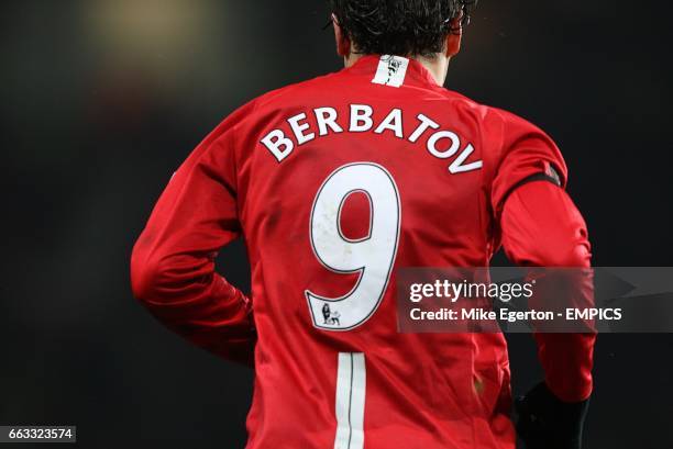 General view fo the back of Manchester United's Dimitar Berbatov shirt bearing his name and the number 9