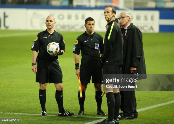Benoit Millot, referee during the French Ligue 1 match between Bastia and Lille at Stade Armand Cesari on April 1, 2017 in Bastia, France.