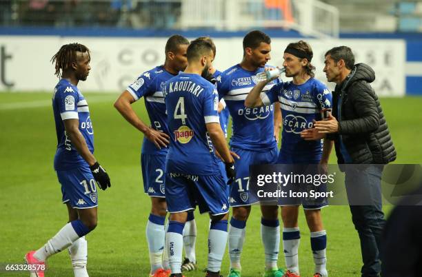 Team Bastia and Rui Almeida head coach of Bastia during the French Ligue 1 match between Bastia and Lille at Stade Armand Cesari on April 1, 2017 in...