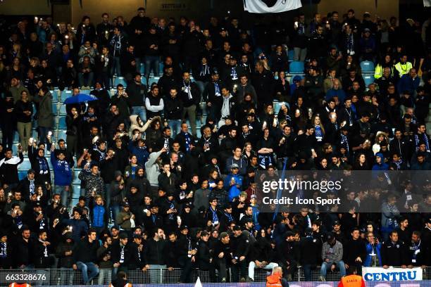 Fans Bastia during the French Ligue 1 match between Bastia and Lille at Stade Armand Cesari on April 1, 2017 in Bastia, France.