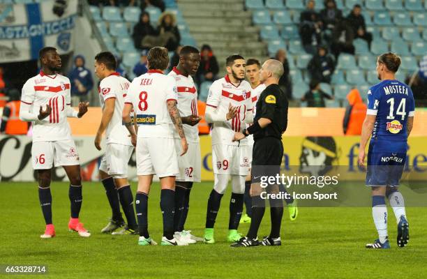 Benoit Millot, referee during the French Ligue 1 match between Bastia and Lille at Stade Armand Cesari on April 1, 2017 in Bastia, France.