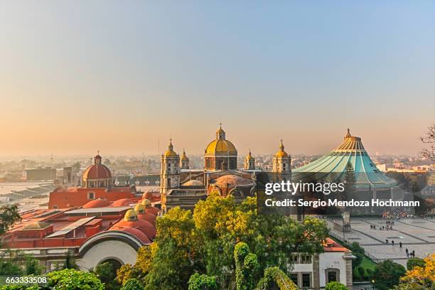 view of the basilica of our lady of guadalupe - mexico city, mexico - views of mexico city 1 year after september 19th earthquake stockfoto's en -beelden