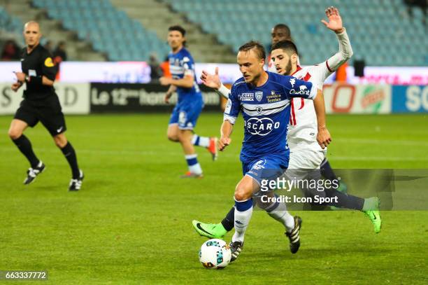 Pierre Bengtsson of Bastia during the French Ligue 1 match between Bastia and Lille at Stade Armand Cesari on April 1, 2017 in Bastia, France.