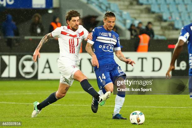 Mehdi Mostefa of Bastia during the French Ligue 1 match between Bastia and Lille at Stade Armand Cesari on April 1, 2017 in Bastia, France.