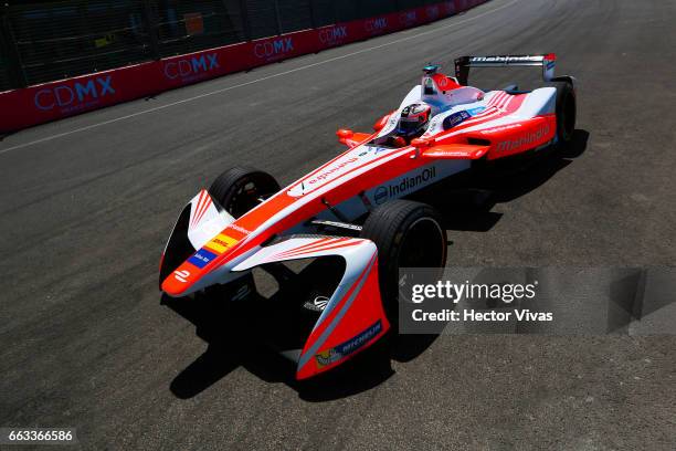 Felix Rosenqvist of Sweden and Mahindra Racing Team drives his car prior the 2017 FIA Formula E Mexico City ePrix at Hermanos Rodriguez Race Track on...