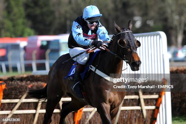 Figurita ridden by jockey L Col O Ellwood in action during the Barclays Commercial Bank Amateur Riders' Handicap.