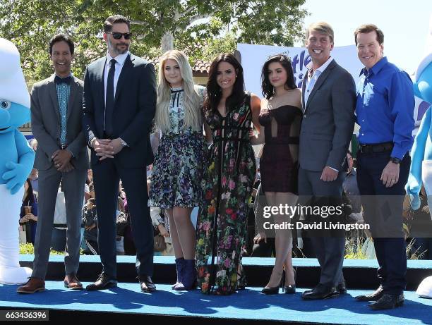 Actors Danny Pudi, Joe Manganiello, Meghan Trainor, Demi Lovato, Ariel Winter, Jack McBrayer and Jeff Dunham attend the premiere of Sony Pictures'...