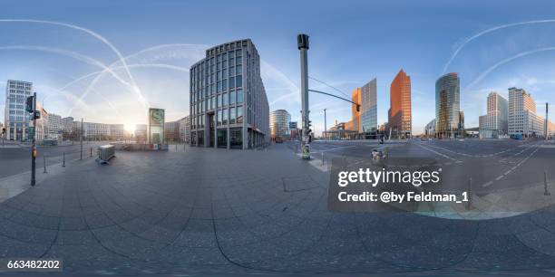 360° view at the busiest square in berlin, potsdamer platz - 360 ストックフォトと画像