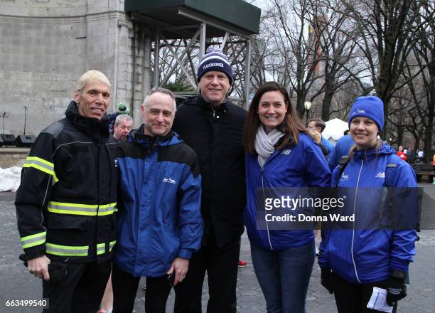 Peter Ciaccia, Michael Capiraso, Boomer Esiason and Sarah Cummins appear during Boomer's Cystic Fibrosis "Run To Breathe" Charity Event at Central...