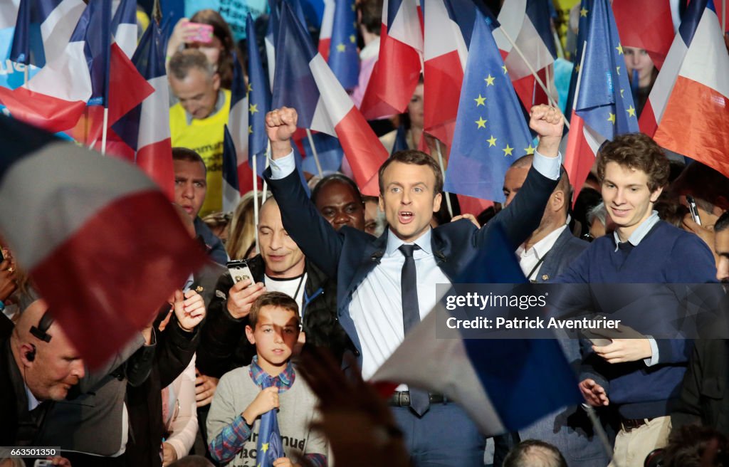 French Presidential Candidate Emmanuel Macron Holds A Rally Meeting In Marseille