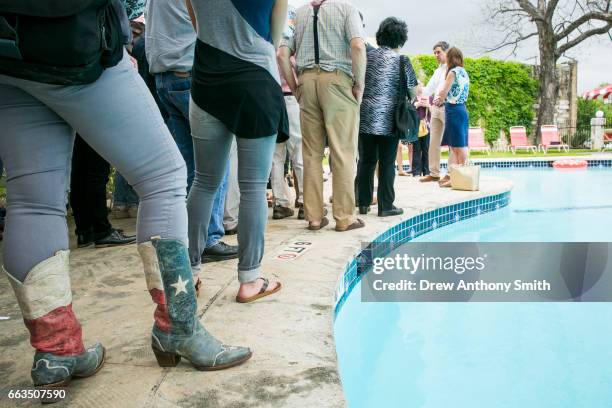 Rep. Beto O'Rourke with wife Amy Hoover Sanders by his side holds a fundraiser at the Austin Motel on April 1, 2017 in Austin, Texas. O'Rourke...