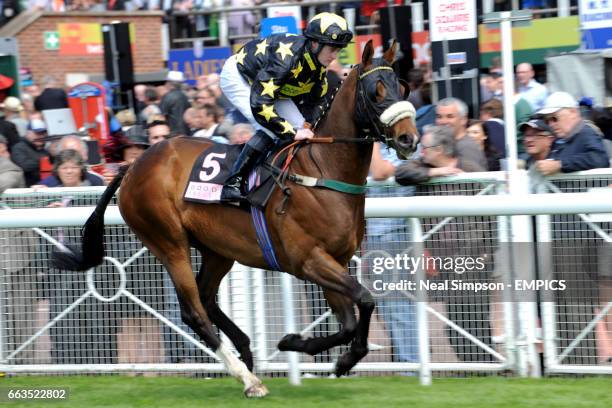 Jockey Graham Gibbons goes to post on Bee Sting for the Boodles Diamond Velocity Handicap