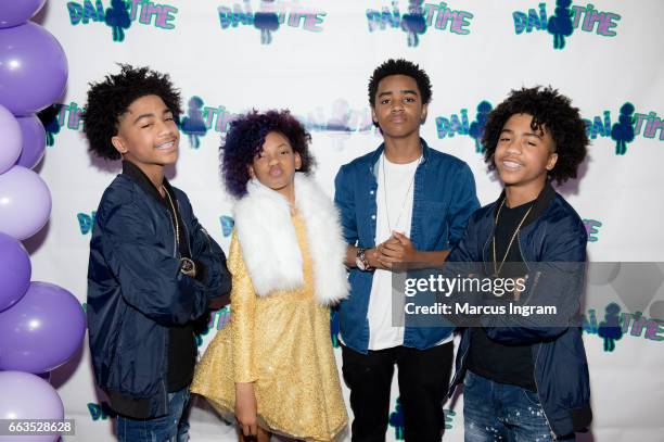 Dancer Tristan Timmons, Dai Time, actor Myles Truitt, and dancer Tyler Timmons attend Dai Time Magazine's first edition launch party on April 1, 2017...