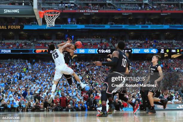 Dozier of the South Carolina Gamecocks goes up with the ball against Josh Perkins of the Gonzaga Bulldogs in the second half during the 2017 NCAA...