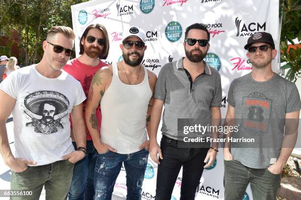 Musicians Trevor Rosen, Geoff Sprung, Matthew Ramsey, Brad Tursi and Whit Sellers of Old Dominionat the ACM Pool Party For A Cause on April 1, 2017...