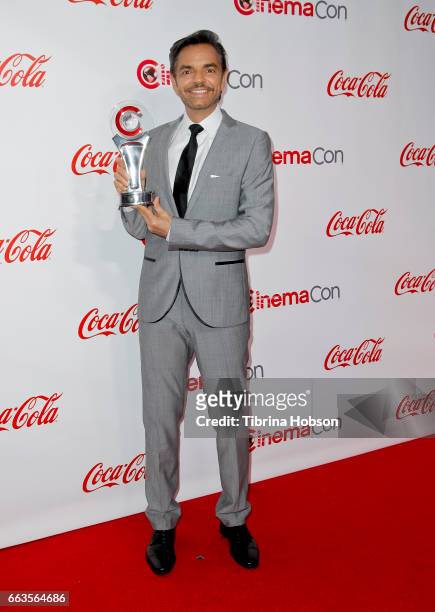 Entertainer Eugenio Derbez, recipient of the International Achievement in Comedy Award, attends the CinemaCon Big Screen Achievement Awards at Omnia...